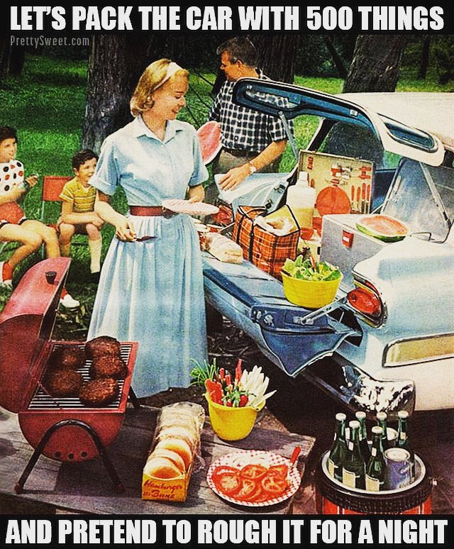 RealFamilyTime's tweet photo. A little Monday morning camping humor. We do throw a lot of stuff in the car when we go camping - but believe me, our campsite doesn’t look like this!
#mondaymorning #mondayfunday #campingmemes #50shousewife #cookoutfood #outdoorcooking #cookout
#campfirecooking https://t.co/yekmAFngTv