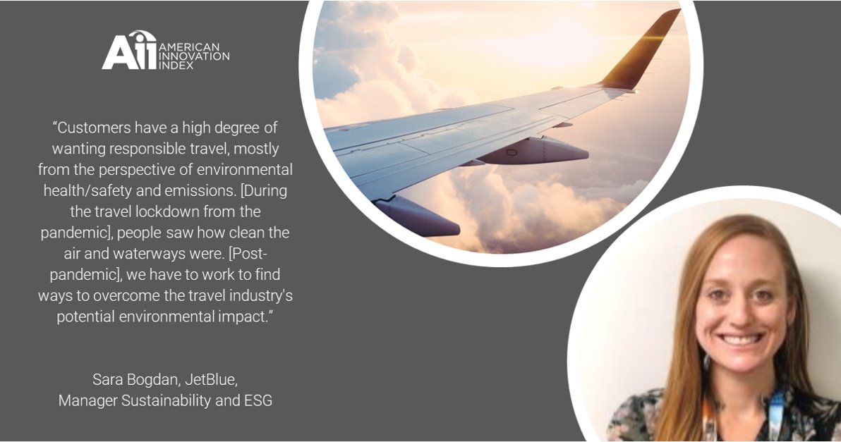 american_index's tweet photo. At #TheAii a week ago, Sara Bogdan from @JetBlue offered a socially #innovative post-pandemic perspective for the company moving forward. #Aii2020 https://t.co/Rz9LIXm6Lz