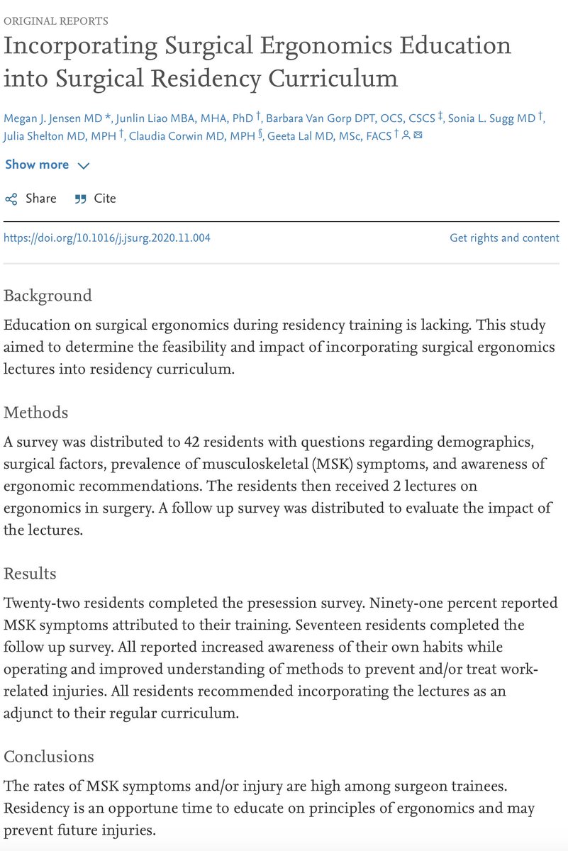 GeetaLalMD's tweet photo. A big 🙏 to all our residents @UIowa_Surgery for helping to evaluate the need & feasibility of an #ergonomics #curriculum during #residency training!
https://t.co/s67uGNwdTj
@iowaPDsurgeon @SoniaLSugg @ClaudiaCorwin @MeganJensenMD https://t.co/olqTSjOxHA
