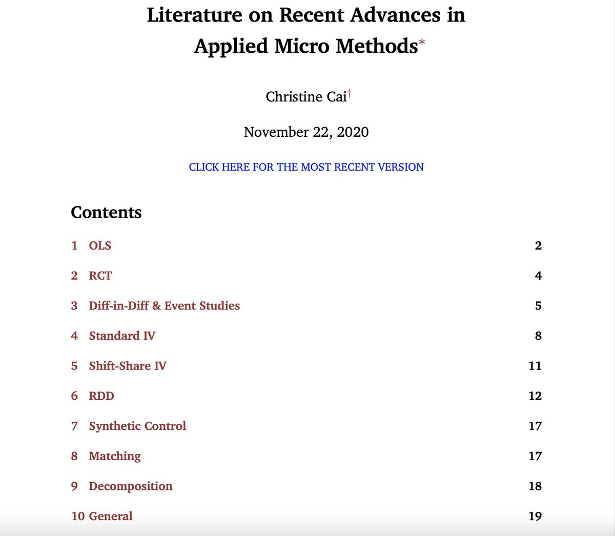 🚨 Curious about recent advances on applied micro methods 🤓? I'm sharing a doc that I've put together and that lists a bunch of papers such advances. Suggestions are welcome! 🚨 👉 christinecai.github.io/PublicGoods/ap… 👈 #EconTwitter #PublicGoods #AppliedMicro #Econometrics