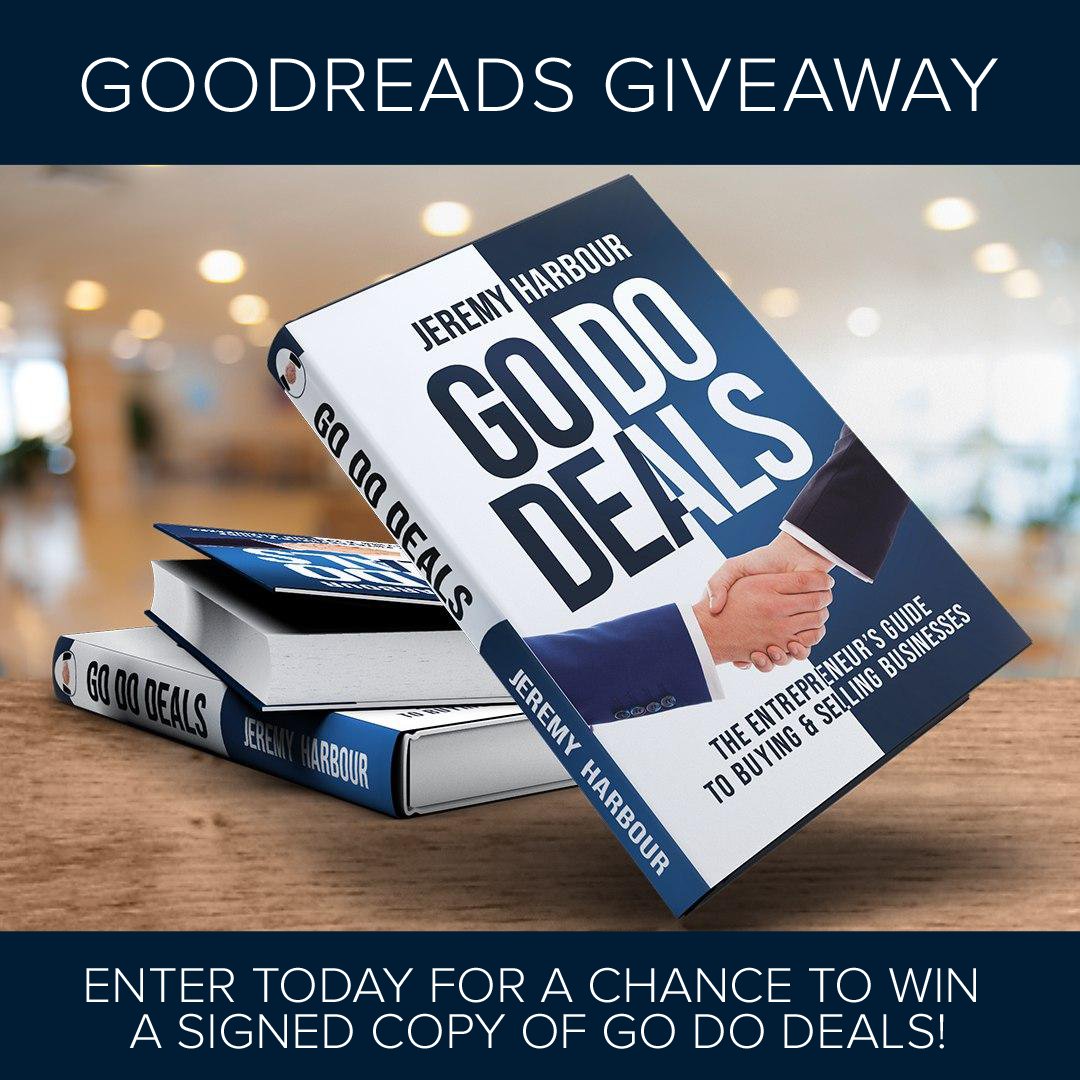 JeremyJHarbour's tweet photo. I'm giving away 25 signed copies of my new book, Go Do Deals: The Entrepreneur’s Guide to Buying & Selling Businesses. This @goodreads giveaway ends in two days (November 25th), so be sure to enter now!
https://t.co/z9d5t8maDE
#Deals #GoDoDeals #BookGiveaway https://t.co/9d5Zepi7pu