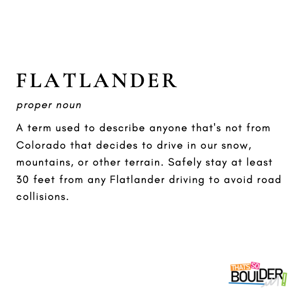 ThatIsSoBoulder's tweet photo. These next few months may be a bit rough for Flatlanders...good luck! 🚙🏔️🌨️❄️ https://t.co/Pki4W1RzJN