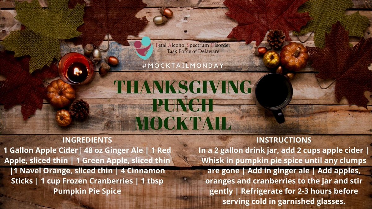 DelawareFASD's tweet photo. Give thanks for #MocktailMonday with this non-alcoholic Thanksgiving Punch Mocktail. https://t.co/VEBVkSzE5D https://t.co/P68EMaubUL