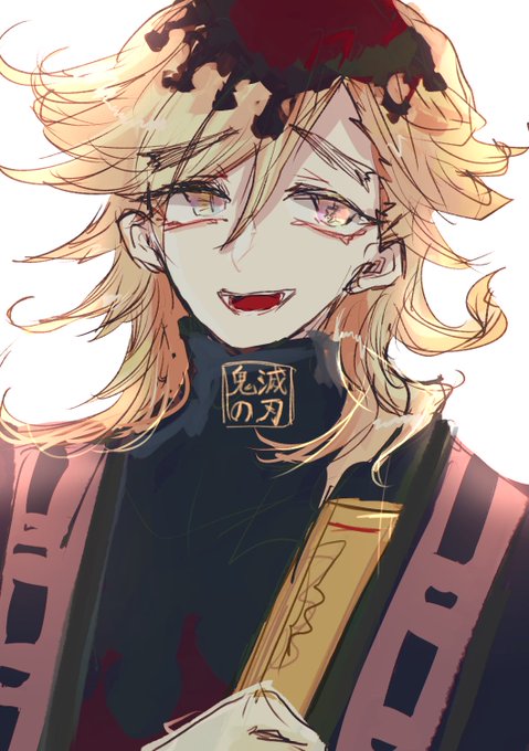 兎音さんがTwitterに投稿した童磨(鬼滅の刃)のイラスト。