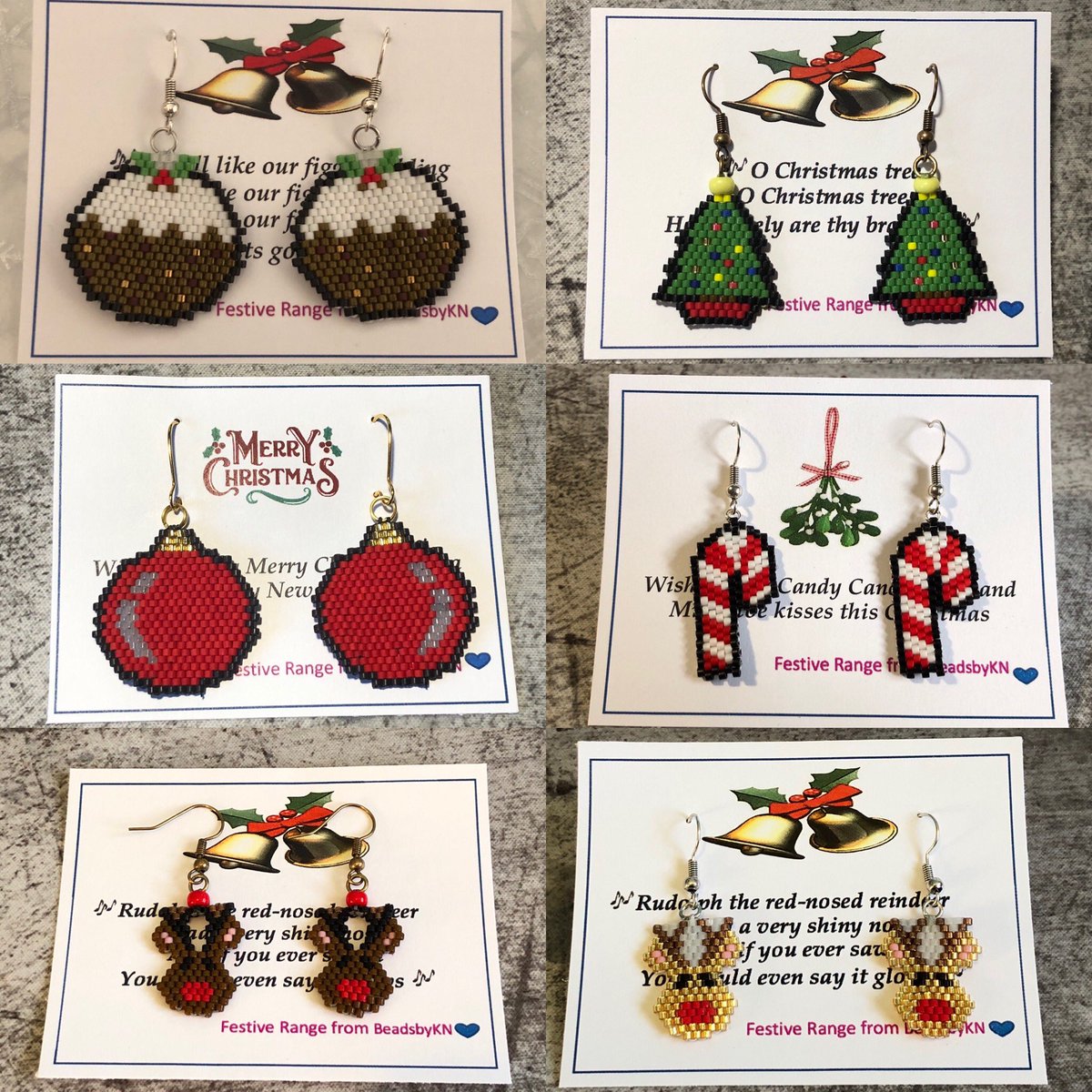 KNCraft1's tweet photo. Check out our new Miyuki Christmas Earrings. 6 designs available at https://t.co/mZgveGmhOL. Handmade by Kim #EtsySeller #supportsmallbusiness #onlinecraft #UKGiftAM #CraftBizParty #UKEtsyRT #HandmadeHour https://t.co/I6Lqas4tEf