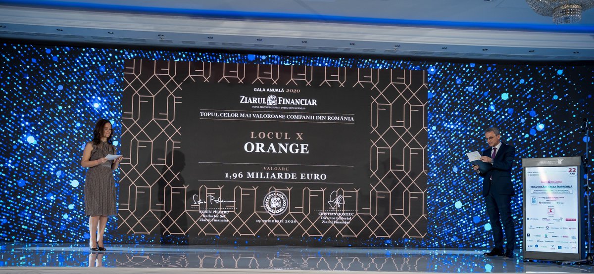 OrangePR_ro's tweet photo. Despite all the challenges of this year, @OrangeRomania is one of the Top 10 Most Valuable Companies in Romania, according to Ziarul Financiar. The ZF Gala celebrated the best local business accomplishments in 2020 and their efforts made all year round 🏆 #OrangeRomania https://t.co/4jkklBs8tC