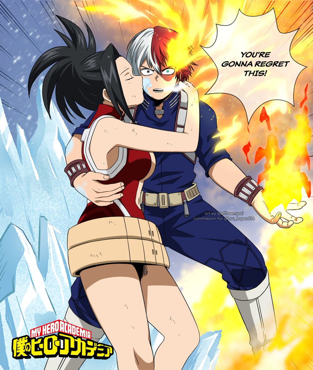 effasempai's tweet image. #bnha Momo Yaoyorozu x Shoto Todoroki #todomomo 
commission for @Lou_Lopez814 🤍❤️❄️🔥