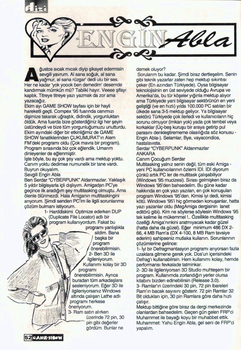 GameShowTR's tweet photo. #GameShow #GameShowTR
#DokuzuncuSayı #Issue9
#Kasım1995 #November1995
Engin Abla 💋
#EnginAbla
#CanımÇocuğum
#BoğazTokluğu
#Günde2PaketKısaKemıl
#DeğişikBirLezzet => @CMYLMZ https://t.co/hHVOhLnaXK