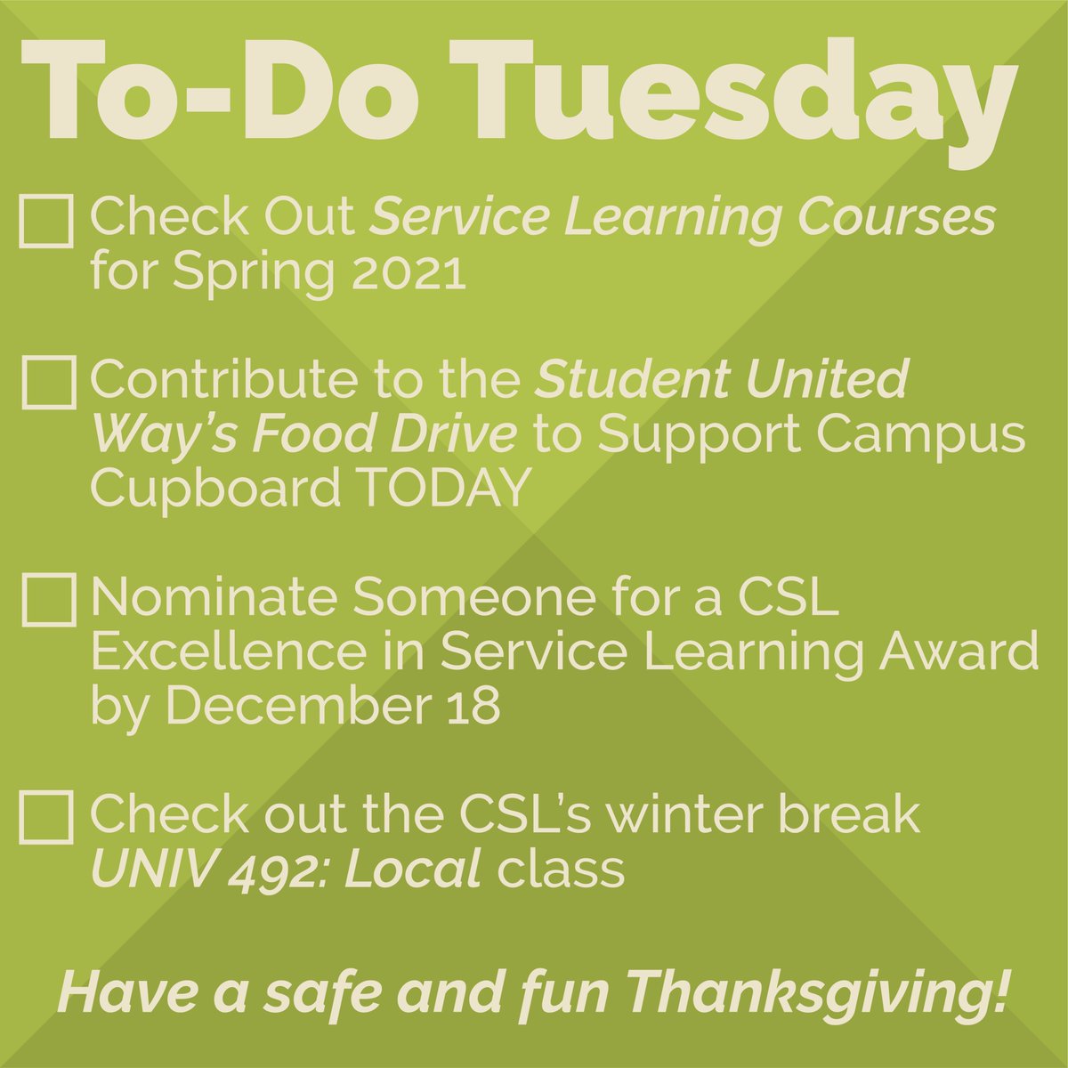 Looking for some things to add to your to-do list for this week? We've got ~a few~ ideas!