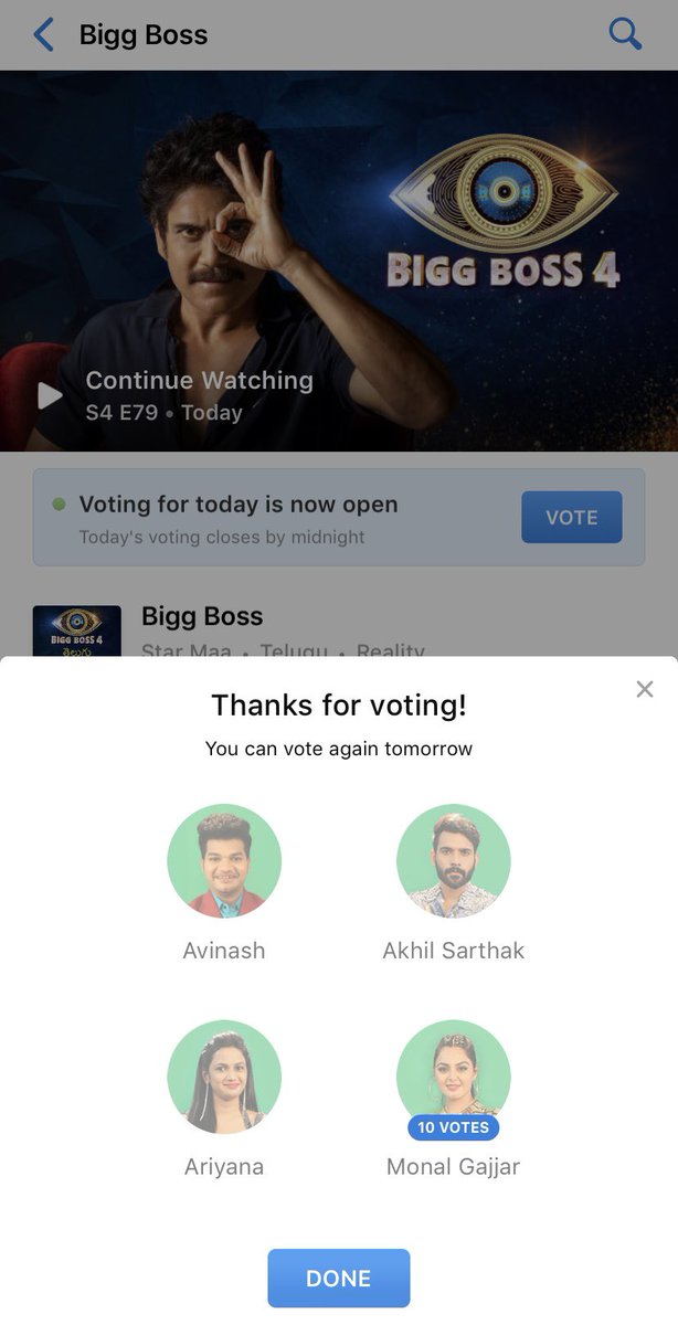 rocketRockzz's tweet photo. #BiggBossTelugu4

Let’s support Monal, she’s really improving her game and this is my first vote for this season 😀

#Abijeet Pure 💓 heart! Love you man 

@StarMaa @iamnagarjuna https://t.co/tAd1ebG6Z6