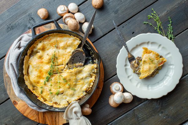 This mushroom, apple and blue cheese cast iron skillet pie is warm and hearty, just what we're craving on this cool November day. Created by Produce Made Simple ambassador, <a href="/irenematys/">Irene Matys</a>,  it's easy to cook up and makes your weeknight dinner feel special bit.ly/3jznTez