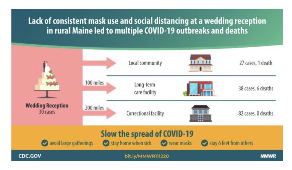 syramadad's tweet image. Never too late to change holiday plans &amp;amp; celebrate safer this Thanksgiving

Remember, your calculated risk for yourself &amp;amp; those around you is not confined to just those in attendance. You may not see it or know it, but the risk goes beyond direct contact

Maine wedding example: