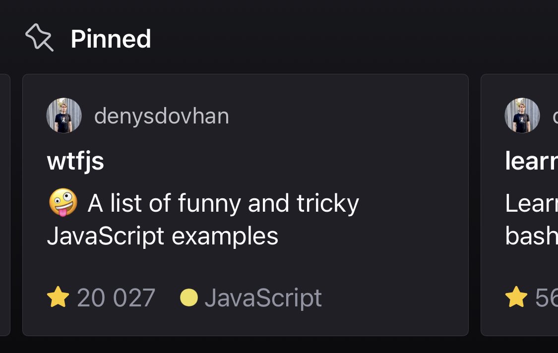 denysdovhan's tweet photo. wtfjs just crossed the line of 20000 stars 🌟 

👉🏻 https://t.co/A2cZUDbUZ6 #wtfjs 

I can’t believe one of my personal notes published on @github has reached that much attention 😱 https://t.co/BS1d8IEvOF
