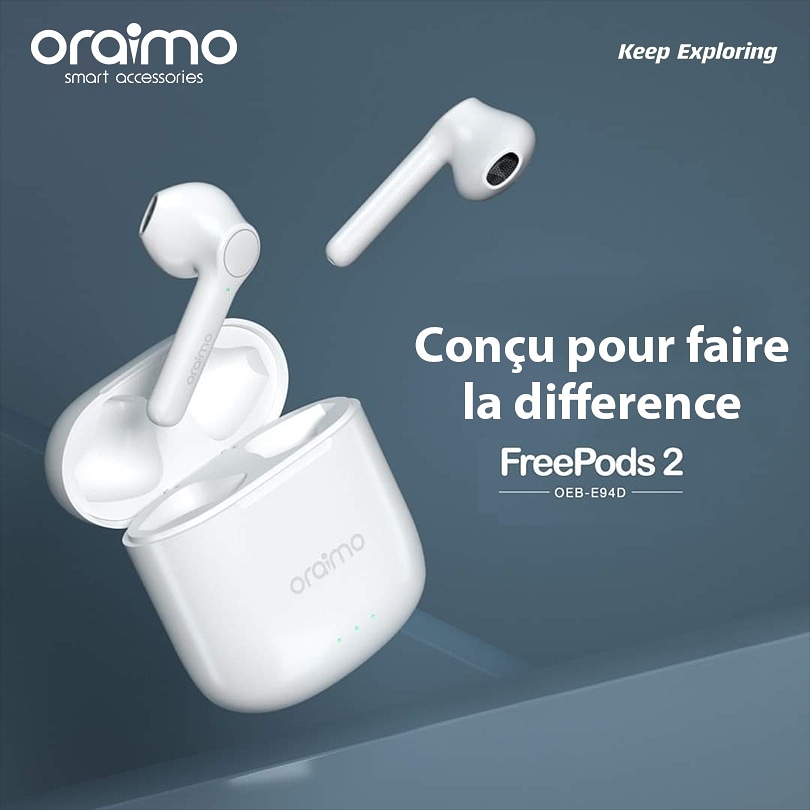 Oraimoci's tweet photo. Testez la liberté du sans fil. Vous allez y prendre goût😏 !

Bonne semaine famille !

#Freepods2 #EcouteurBluetooth #oraimofreepods2s 
#OraimoSmarAccessories https://t.co/7ezckyZMpz