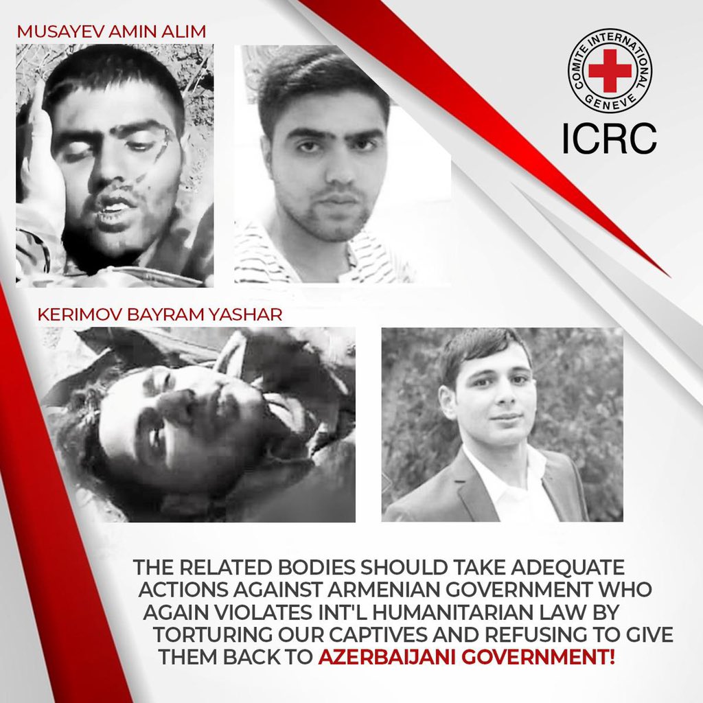 alicanvaa's tweet photo. Armenia continues their barbaric actions even after the war. They are keeping and torturing Azerbaijani soldiers. Amin and Bayram will have to return home soon! @CNN @BBCWorld @nytimes @FoxNews @Telegraph @TIME @UNHumanRights #UN @OSCE @ICRC 
#bringbackAmin 
#bringbackBayram https://t.co/EcyeHDzXsO