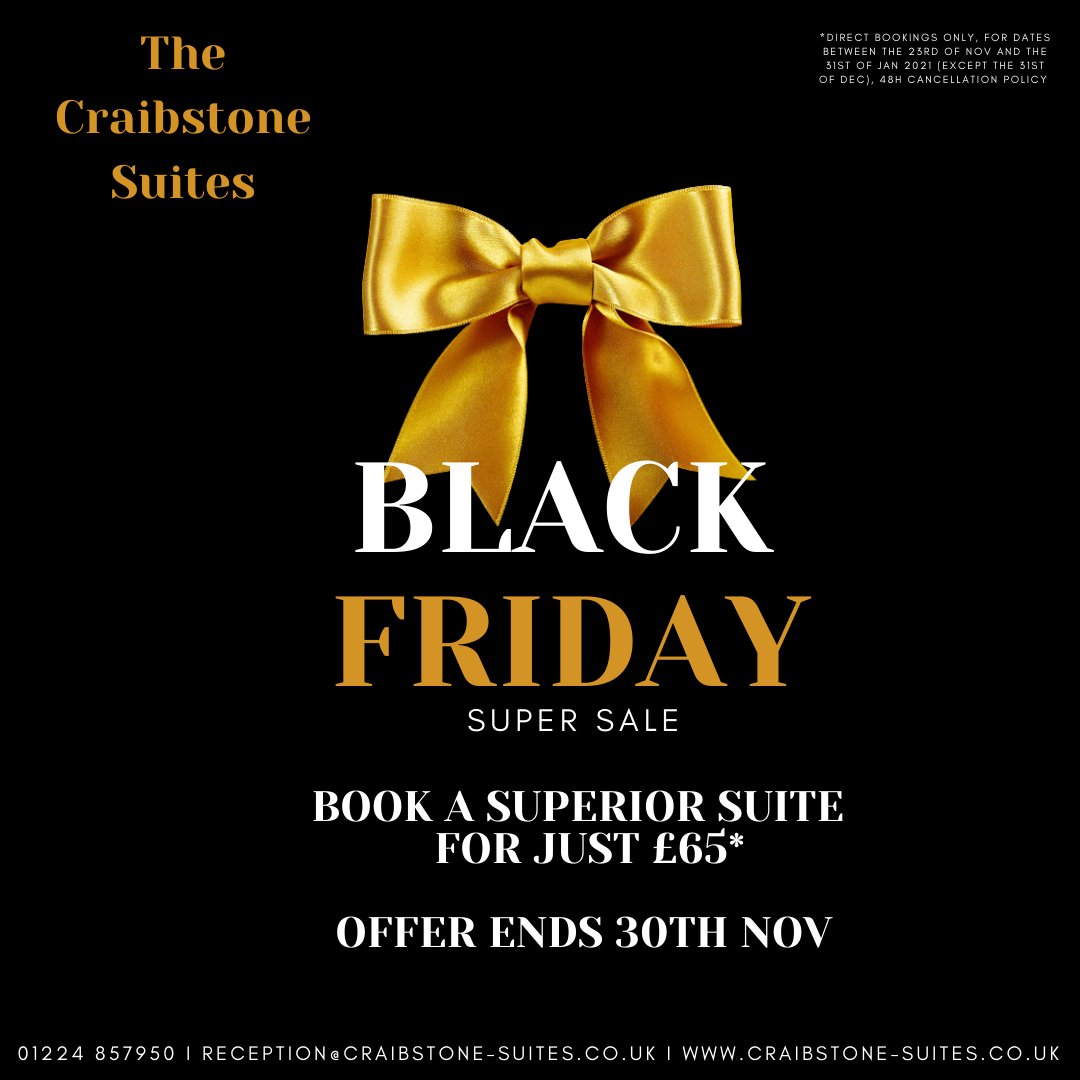 It's Black Friday Week, and our sale has never been so good 😲

This is the ideal moment to treat yourself to a #staycation! Don't hesitate to phone us or send us an email, we love to help you get the best deal possible! 😎

#staylocal #supportlocal #abdninspired #rediscoverabdn