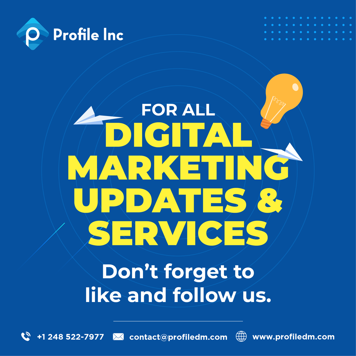 inc_profile's tweet photo. Profile Inc is a digital marketing agency that focuses on growing your business successfully with online marketing services. Whether you want to increase conversions,traffic to your website, we can help you design an Internet marketing campaign that can help you reach your goals. https://t.co/hqjF6QkNKm
