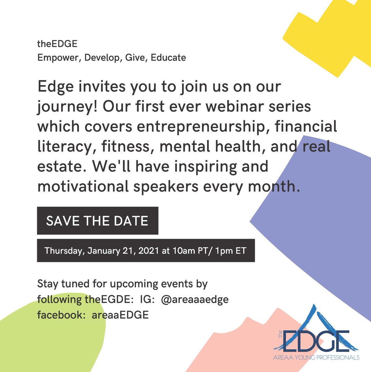 Save the date to join theEDGE, Thursday January 21 at 10am PT