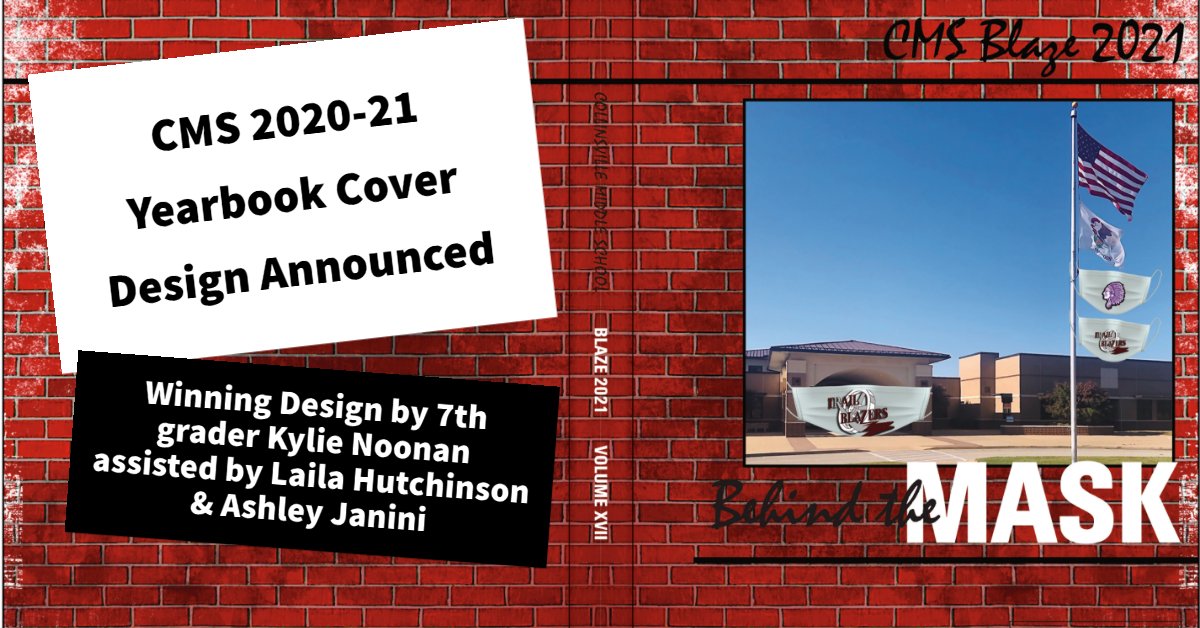 Congratulations to <a href="/CollinsvilleMi2/">Collinsville Middle School</a> 7th grader Kylie Noonan whose design was chosen for the cover of the CMS Blaze 2021 yearbook. Kylie was assisted by Laila Hutchinson and Ashley Janini. Each receives a free yearbook and bragging rights. #thekahokway #proudtobeakahok