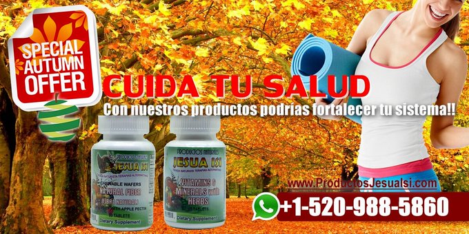La solución está aquí con Jesua Isi.

Siéntete Renovada.

Call now  +1 520 9885860

Su pedido se lo enviamos por FedEx, DHL UPS
Solo en USA

#vidasana #ofertas2020 #consultasalud