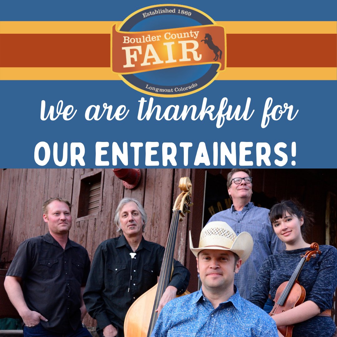 BoCoFair's tweet photo. We are so thankful for all of our amazing entertainers! From bands and bikes to monster trucks and talented pigs, we have it all at the Boulder County Fair! https://t.co/f3etKegxSL