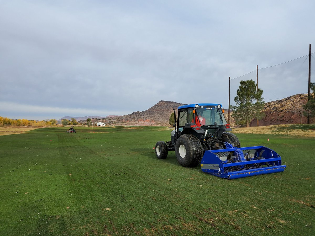 ProjectO2Turf's tweet photo. Breaking up compacted fairways in Southern Utah at Southgate with the @ImantsBV Shockwave. Broken tines were the result when they tried to do it traditionally. https://t.co/ijalP7ndnY