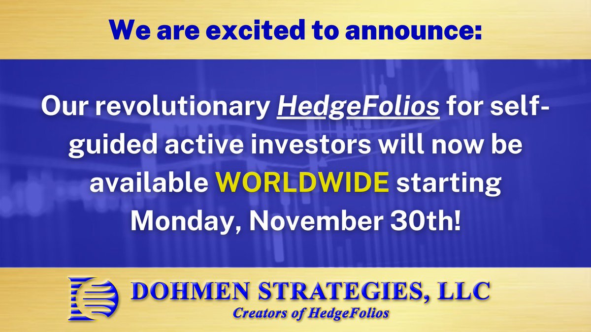 HedgeFolios's tweet photo. Calling all active #investors! Our #HedgeFolios, formerly for US investors only, will soon be available WORLDWIDE! Invest with guidance from our 40+ years of experience while keeping full control of your #portfolio. Learn about the HedgeFolios advantage: https://t.co/UbHoFwuUz6 https://t.co/t61SxDc8zx