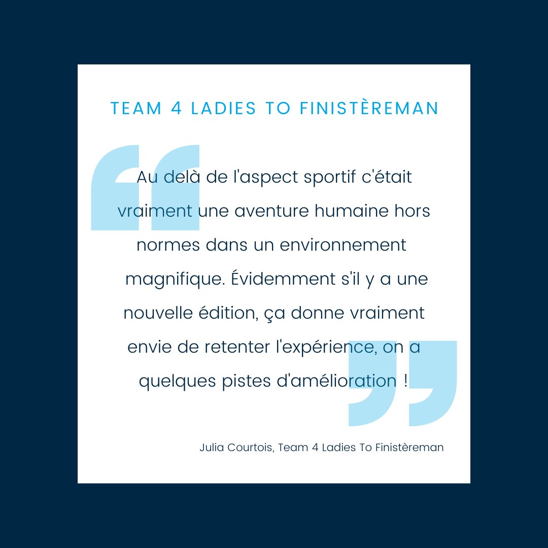 💬 Julia de la team 4 ladies to Finistèreman a participé au Finistèreman <a href="/Groupe_EVERIAL/">EVERIAL</a> en 2020, elle revient sur son expérience.

⏱ Chrono : 29 heures, 45 min et 50 sec