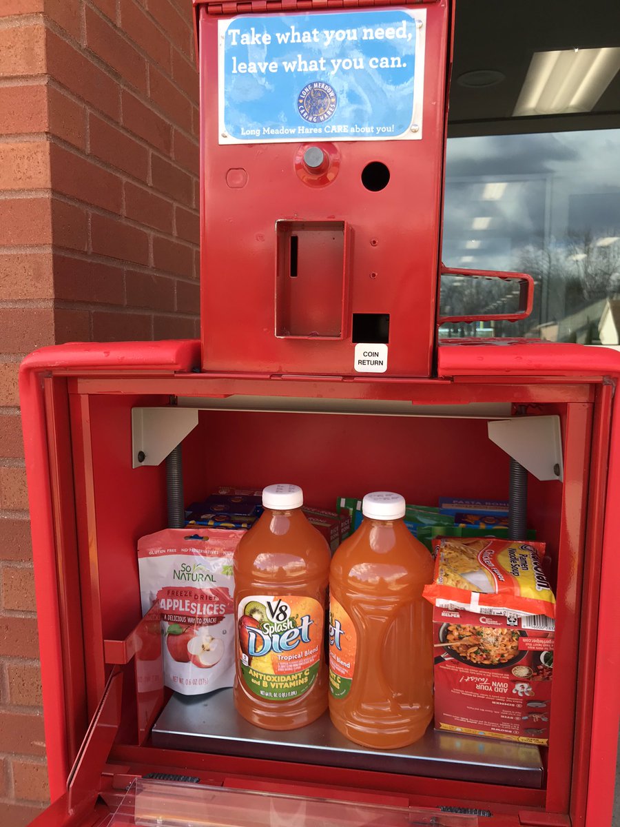 LongMeadowRCS's tweet photo. Our Little Free Pantry is open and ready for service! Thank you to our PTA for your partnership in getting this ready for our community. 

Located at the rear of the school by the bus loop doors, this Little Free Pantry is stocked with food for anyone that may need it. #rcspride https://t.co/nbzHN08rDf