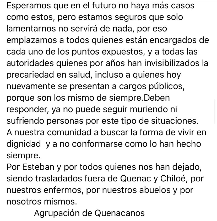 DefendamsChiloe's tweet photo. 🆘 #Urgente | #IslaQuenac | 
Comunidad CLAMA por mejoras en SALUD , tras muerte de niño de 9 años ! 
¿Hasta cuando el abandono en nuestras islas pequeñas? 
@DrEnriqueParis @izkia @SaludChiloe @sbmolth @CNNChile @DMatamala @latercera @biobio @ernestoibakatxe @adnradiochile https://t.co/kiy0WxpeSf