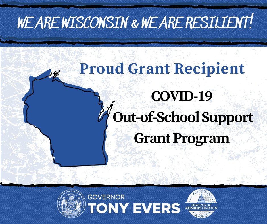 We are so honored and proud to receive the Out-of-School Support grant from <a href="/WisconsinDOA/">Wisconsin DOA</a> and <a href="/GovEvers/">Governor Tony Evers</a> , awarding $6 million in COVID relief funding to organizations providing care to school-aged kids. Thank you for investing in our children during these difficult times.