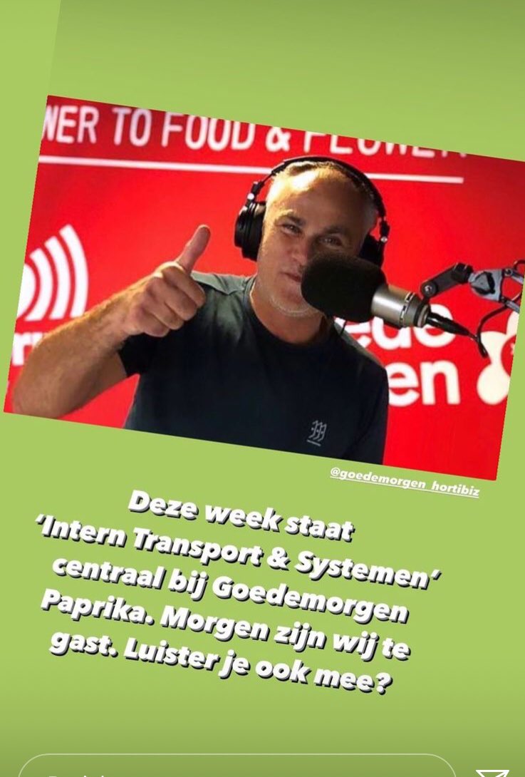 PaprikaNL's tweet photo. Straks 11-12u @KG_SYSTEMS live in de studio in Actueel Horti thema Interntransport en Systemen.
#meedenkers #powertofoodandflower @HortiLounge https://t.co/5OEBtjT6Fp