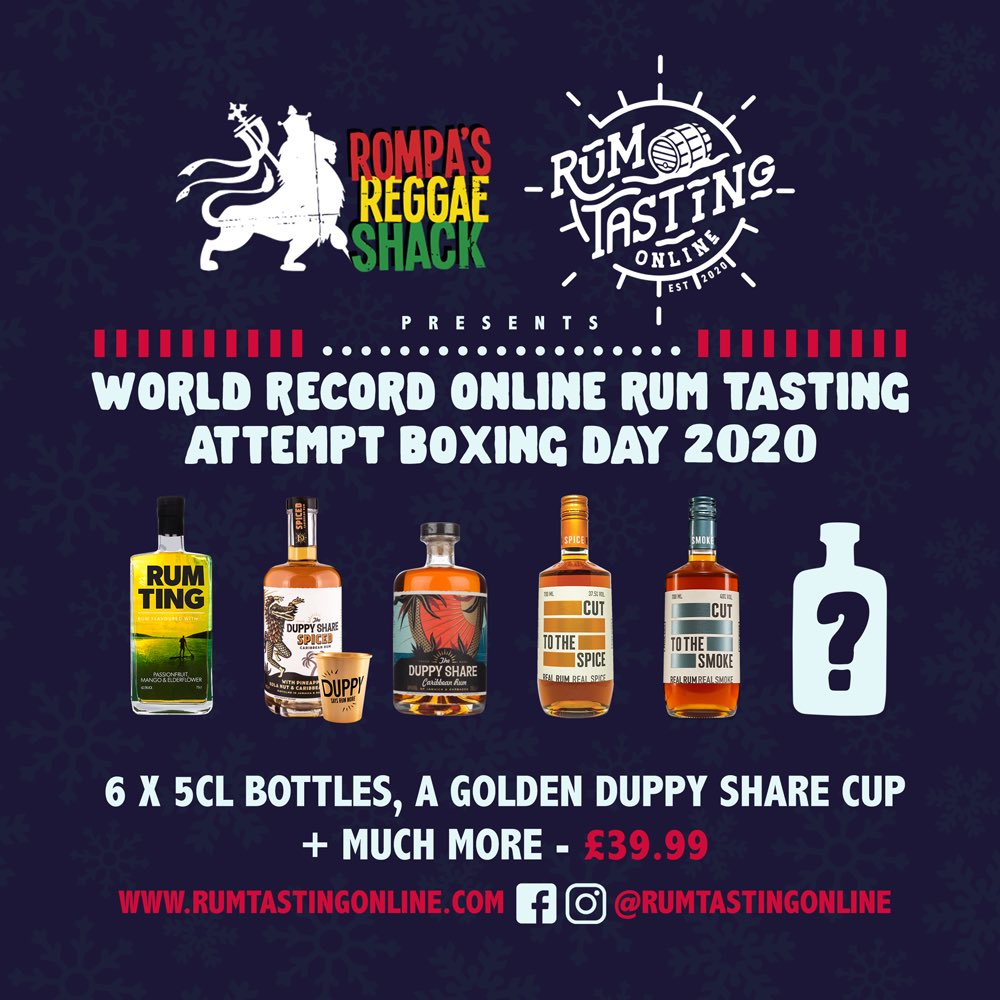 Check out the #RumTastingOnline Boxing Day event as they aim to set a new World Record. Get to taste @theduppyshare @GinTing_RumTing + #CUTRum alongside host Mike Keat from @cubanbrothers + special guest @bez_Beerspotter + more Pre-sale ticket link: bit.ly/RumTastingOnli…