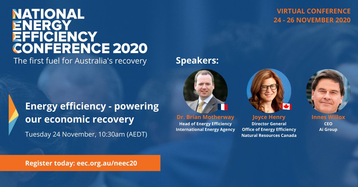 Coming up next at 10:30am AEDT:  #EnergyEfficiency - powering our  #EconomicRecovery, featuring  @BrianRMotherway,  @JoyceLHenry & Innes WilloxFind the program here:  https://issuu.com/energyefficiencycouncil/docs/conference_20program_206_20november_20flipbook/1?ffJoin us! Register here:  http://sprintr.eventsair.com/neec2020/neecc2020/Site/Register #NEEC20