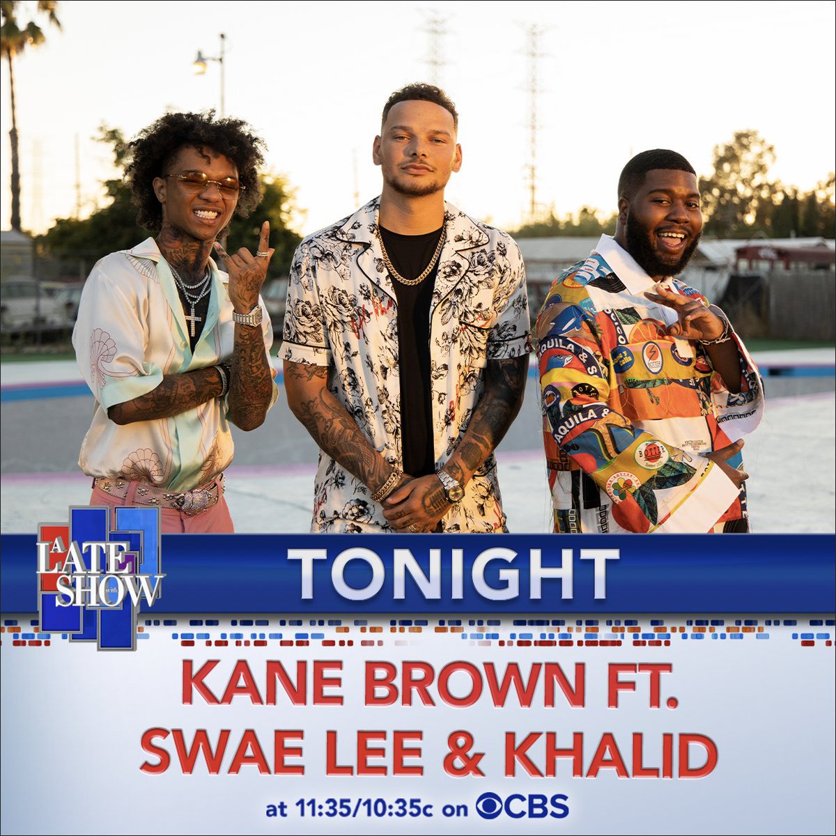 colbertlateshow's tweet image. TONIGHT @kanebrown returns to A Late Show to perform his hit “Be Like That” with help from @thegreatkhalid and @SwaeLee! #LSSC