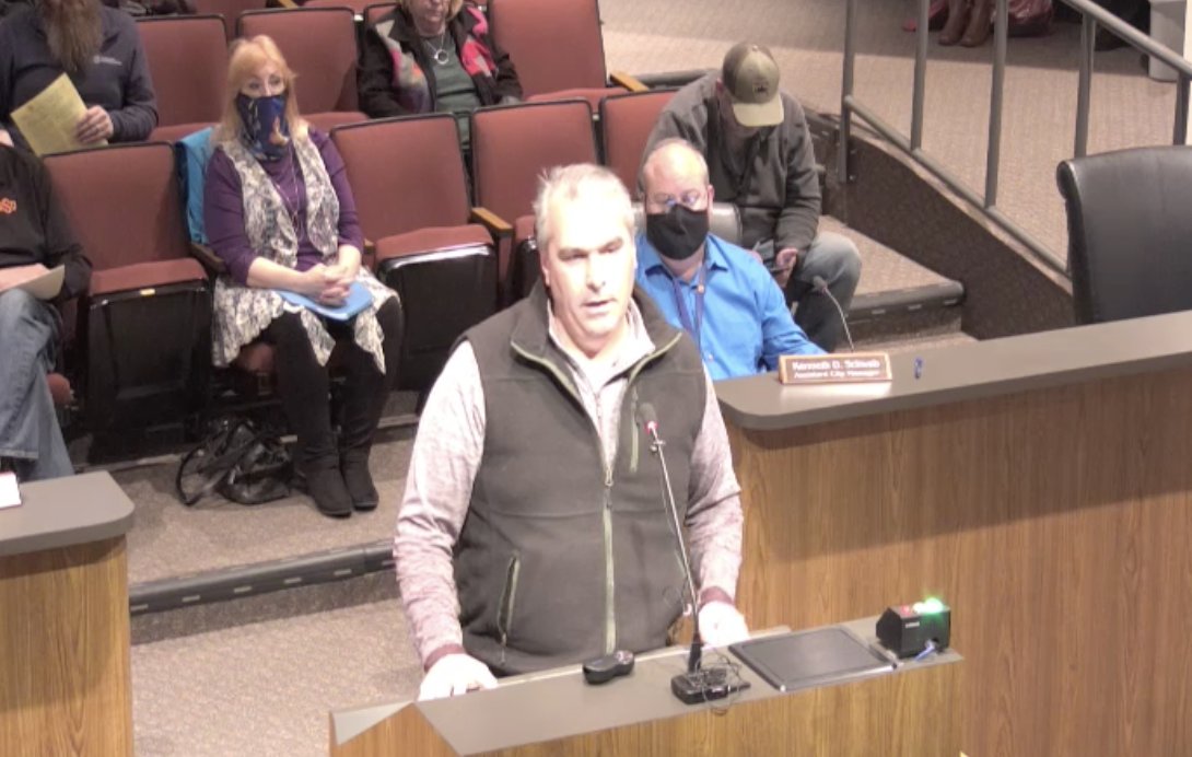 Michael Gillespie, husband of Councilor Christi Gillespie, says in public comment there's "obviously" no science proving masks/mask mandates work. (This is false. Masks work, mask mandates reduce spread of COVID-19.)Opposes the resolution strongly encouraging the use of masks.