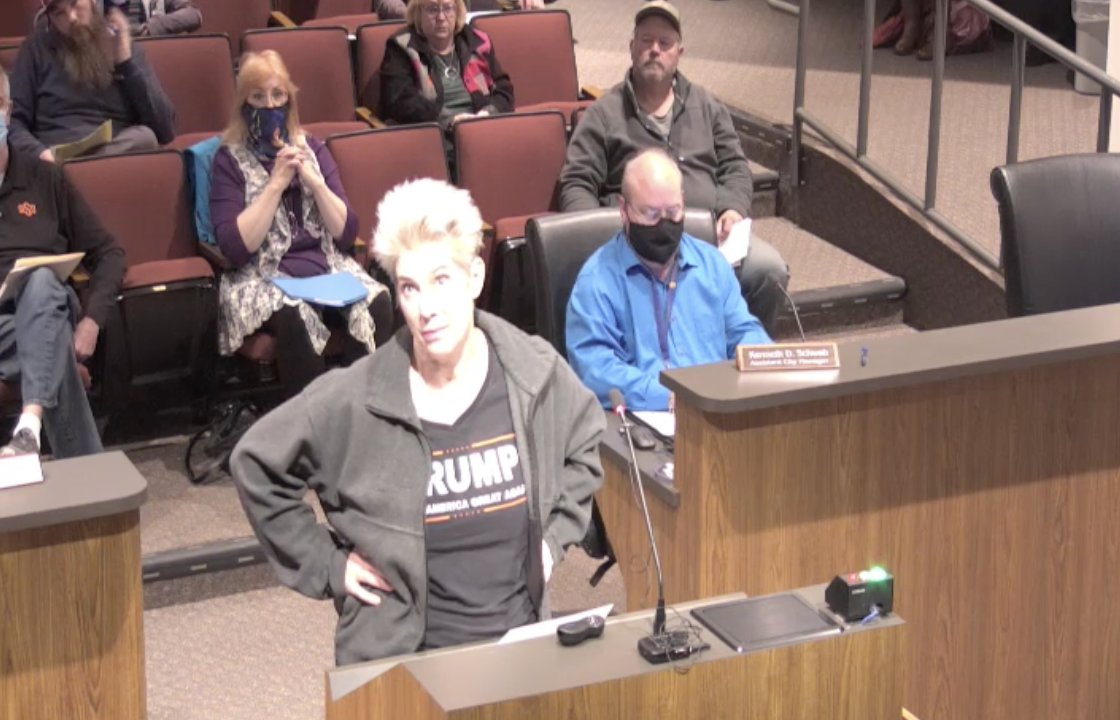 Missed this woman's name but she is anti-"face diaper" and is angry at the Tulsa Health Department representative appearing via Zoom, saying THD lies and the CDC lies. "This is the United States of America." "Masks don't work."