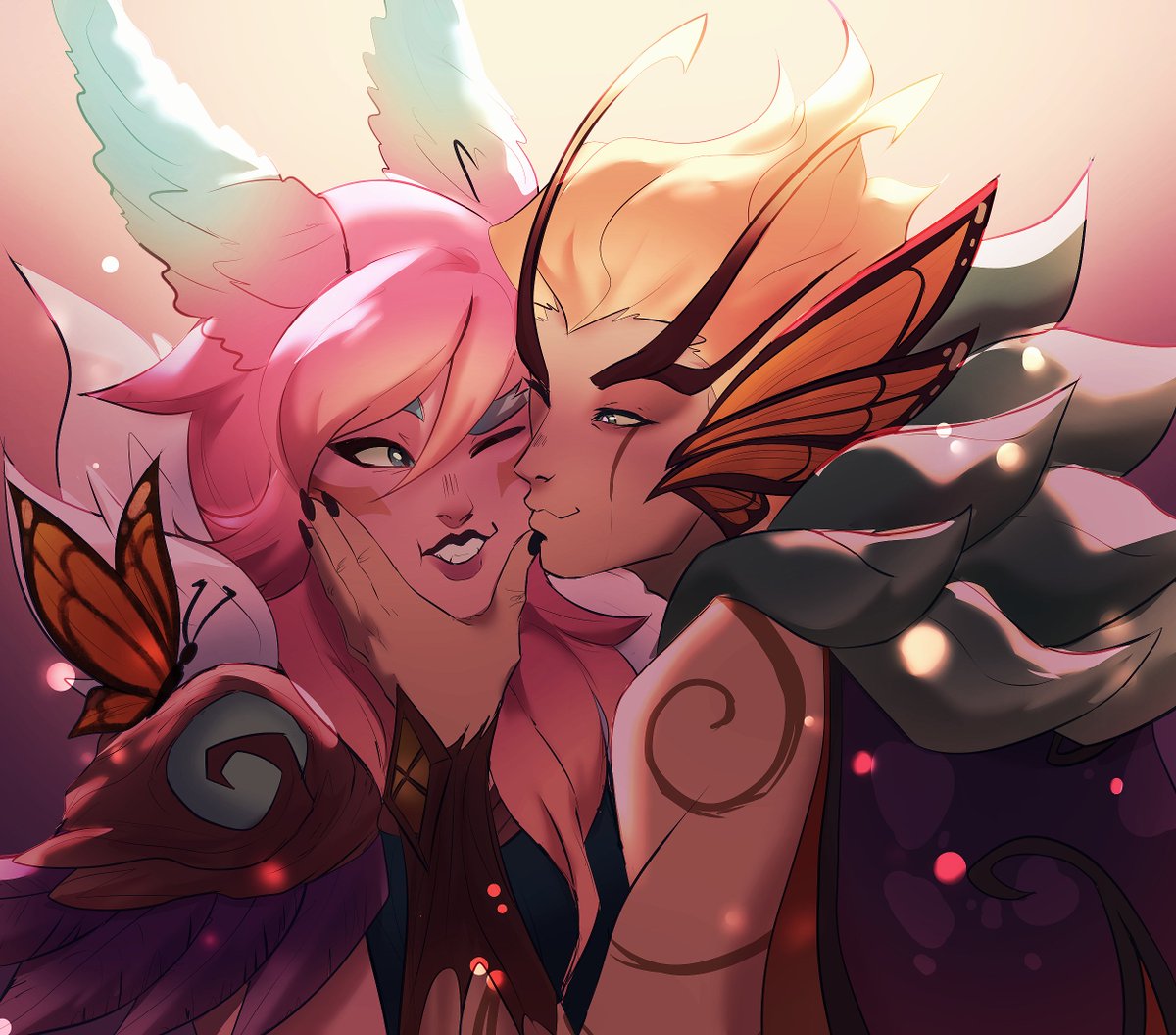 Wanted to make smth after seeing their new skins so here they are. Been a while since I drew the birbs. 
#artoflegends #xayah #rakan