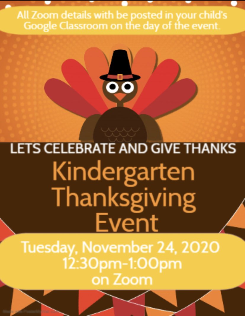 MsProcario's tweet photo. Tomorrow is our 💛 #Kindergarten  🤎#ThanksgivingEvent🧡on #Zoom 👩🏻‍💻 💻 #VirtualThanksgiving 📱👨🏾‍💻#VirtualLibraryEvent 📚#Thankful #Grateful #Community #Family 🦃 https://t.co/KhVAnnJuFn
