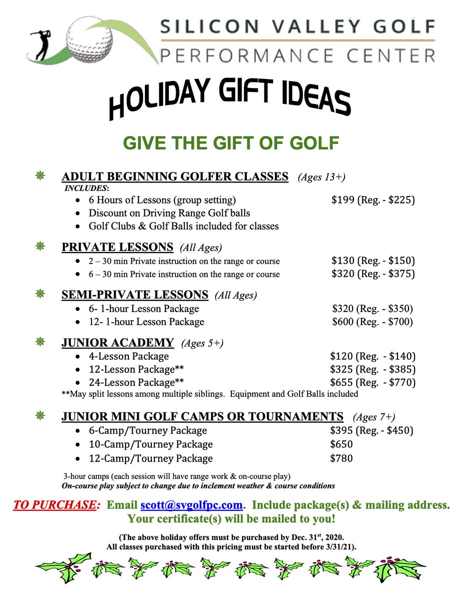 As the holidays are approaching, we bring you our Holiday Gift Packages. 🦃🎁

This year Give the Gift of Golf! ⛳️