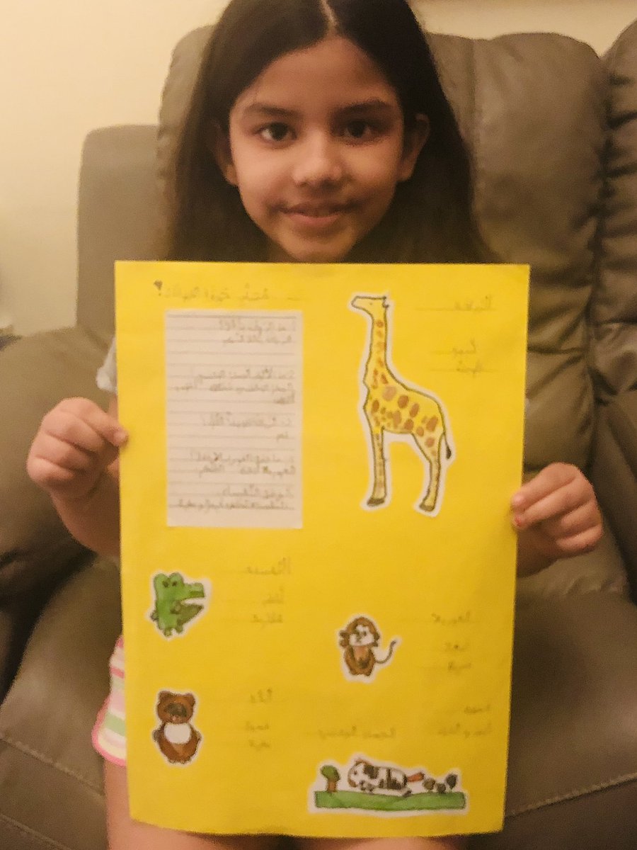 rug99's tweet image. @WPS_Year3 @WPS_ArabicDept Samiha enjoyed learning about her new friends from the Zoo😊🐻🐒🦓🦒🐊 made a poster using adjectives and wrote some question &amp;amp; answers related to them. #onlineclasses #NewDaysNewWays #WPSremotelearning