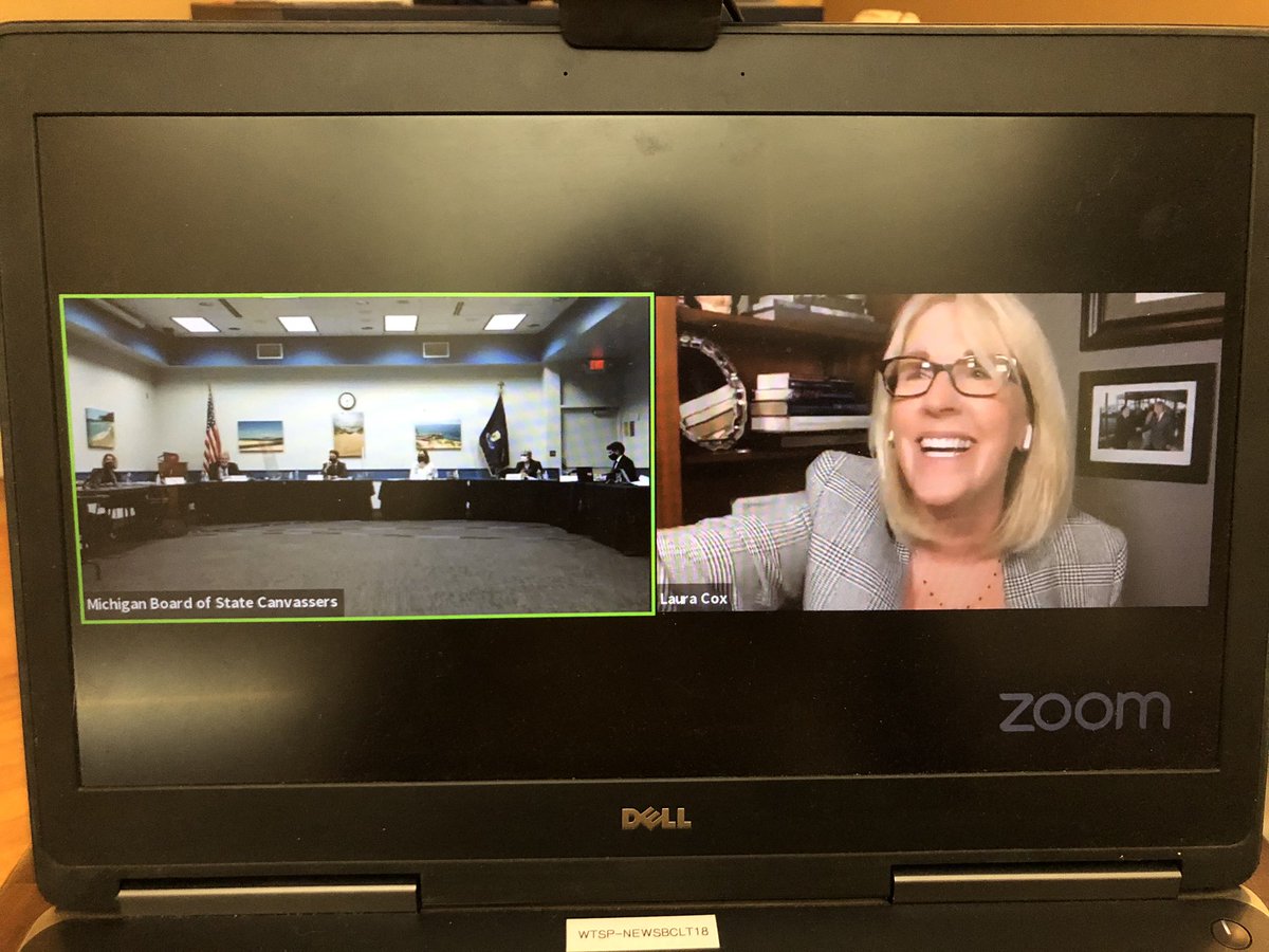 CourtneyWTSP's tweet photo. Laura Cox - Michigan Republican Chair - asks the board to delay certification. #MichiganElection #VoteSquad @10TampaBay https://t.co/HYoi6gCJjb