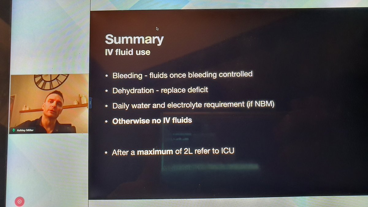 Words of wisdom from <a href="/icmteaching/">Ashley Miller</a> on fluids. After 2l in resuscitation, refer to icu.

How many centres do these?

<a href="/Manu_Malbrain/">Manu Malbrain</a> <a href="/Fluid_Academy/">Fluid Academy</a> #IFAD2020