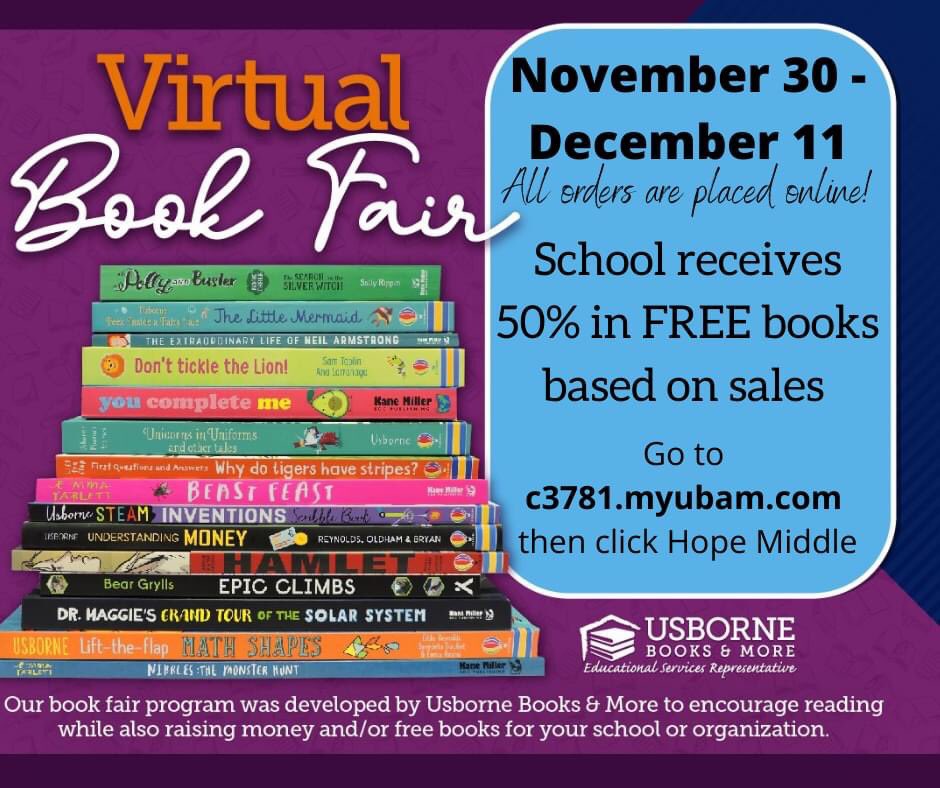 HopeMustangs's tweet image. Holiday shopping to support the media center! Usborne Books virtual fair! c3781.myubam.com