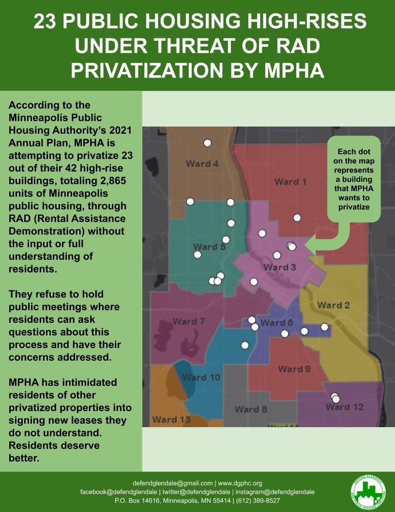 Call your local council member and MPHA, ask why and demand they hold public meetings. Here is a map of the buildings by location, ward, and neighborhood. If you live in these neighborhoods join us to  #KeepPublicHousingPublic  #StopRAD  #StopSection18