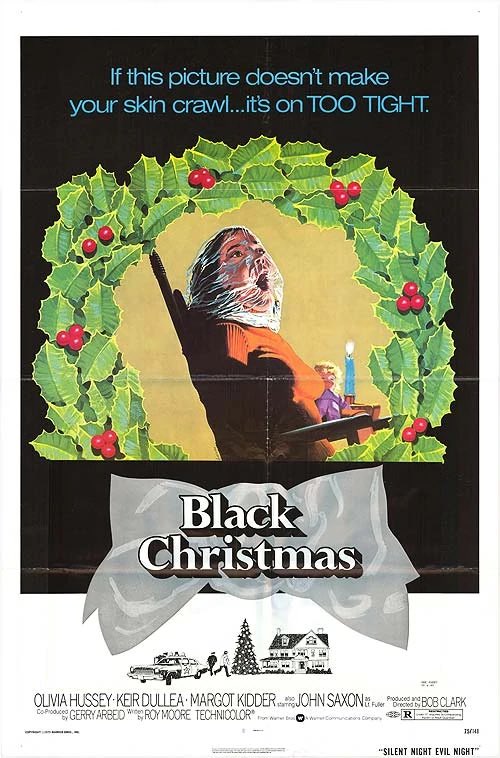 deadcattees's tweet photo. The inspiration for our BLACK CHRISTMAS tee: 1. I knew I needed a wreath as it was a big element in the US release promo &amp; 2. I have always LOVED the purple hand from this Japanese release poster so I thought why not combine the two?! https://t.co/omnocwj5vm