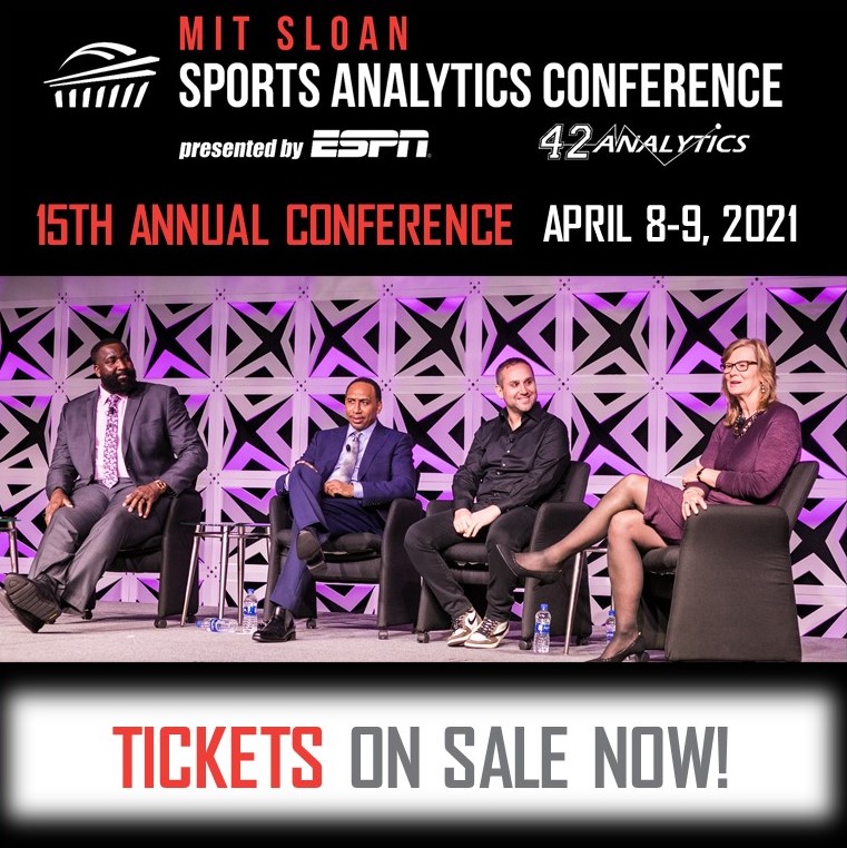 Tickets for the 15th Annual MIT Sloan Sports Analytics Conference are ON SALE NOW! https://t.co/VGX2EPGG1Z
This year’s conference will be virtual on April 8-9, 2021 @ESPN #SSAC21 https://t.co/bfuhNiqDHy