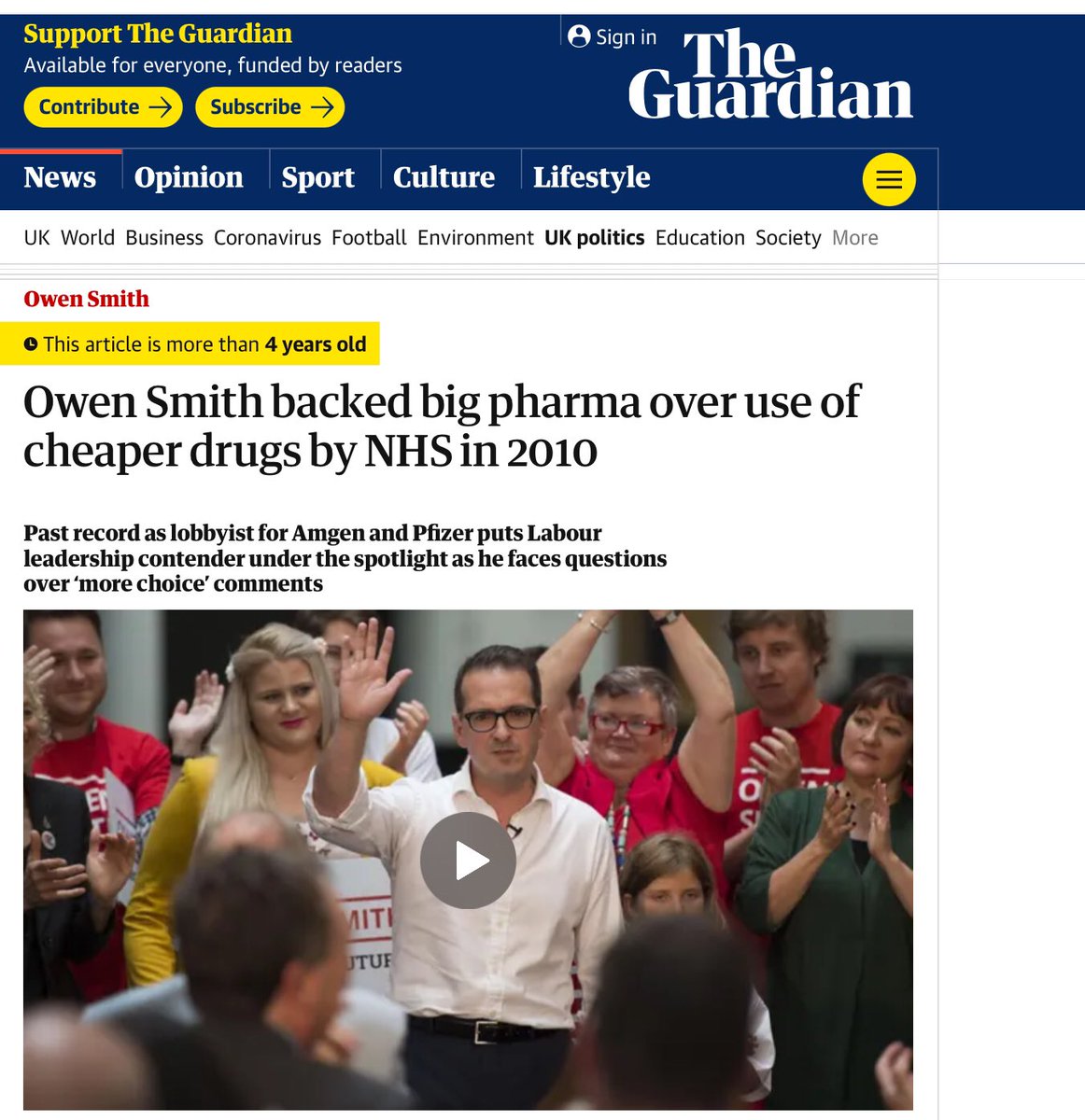 Thankfully  @guardian warned us all about nasty Owen Smith & his links to Big Pharma nasties who are about to save granny.Thankfully we got Jeremy instead who’s mates in Hamas & the IRA are bound to get the planet out of danger from Coronavirus (it might mean killing us all)8/8