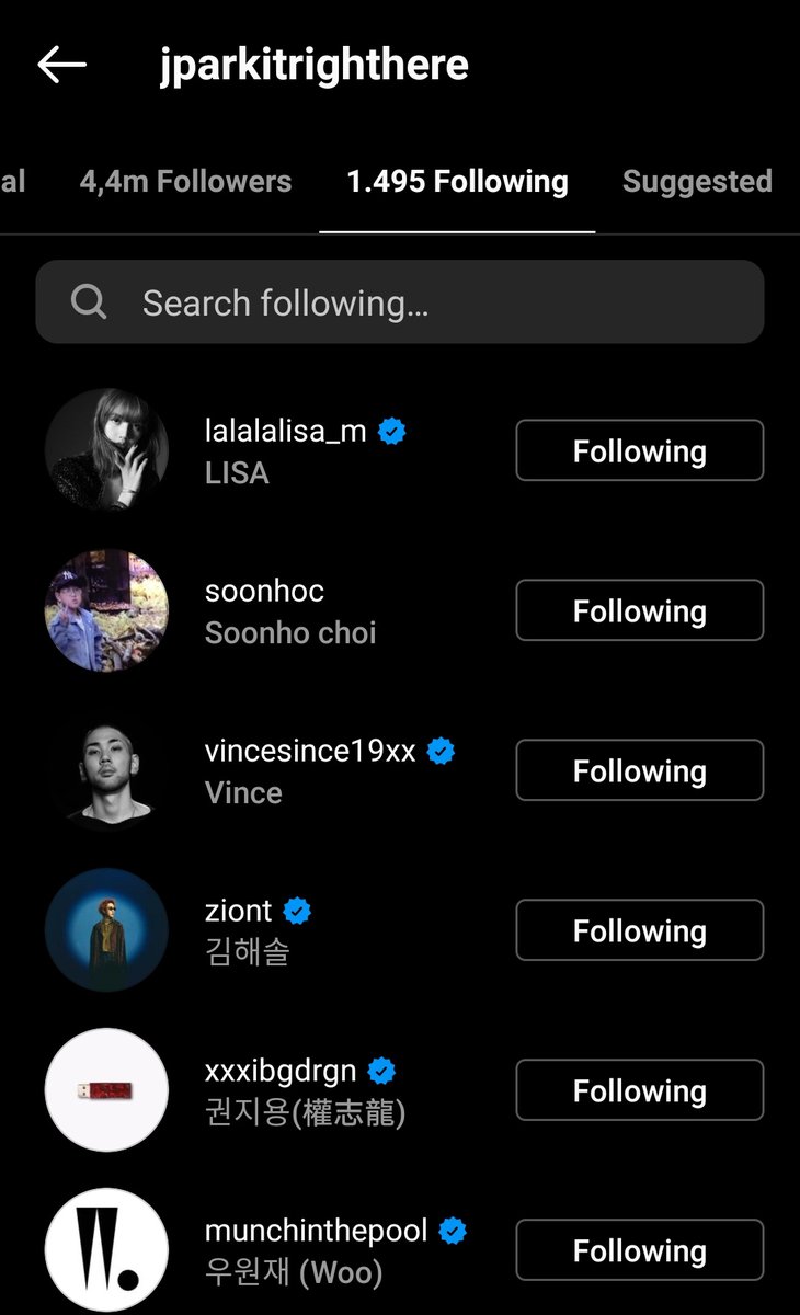 korean rapper and ceo of h1gher music and aomg jay park is following lisa on instagram, he also mentioned lisa in his rap part and said in an interview that blackpink is his favorite girl group.