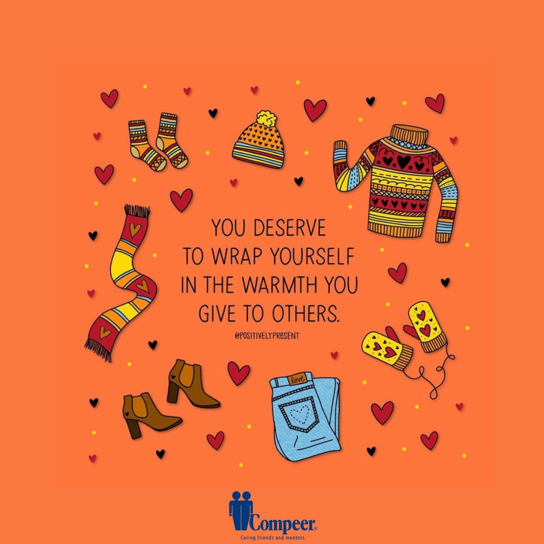 CompeerFriends's tweet image. Happy Monday! You deserve to wrap yourself in the warmth you give to others. #Compeer #HealingPowerofFriendship #CheckOnYourFriends #MentalHealth